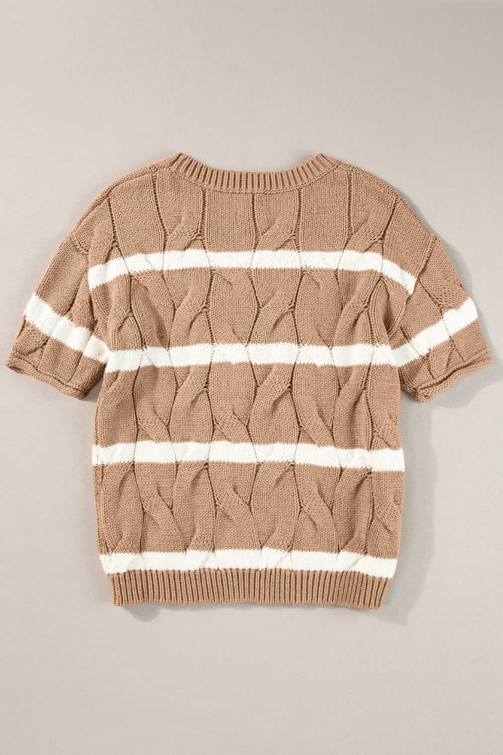 Striped Round Neck Short Sleeve Sweater