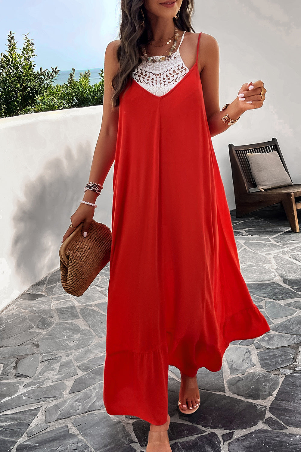 Devine Backless Maxi Cami Dress with Pockets