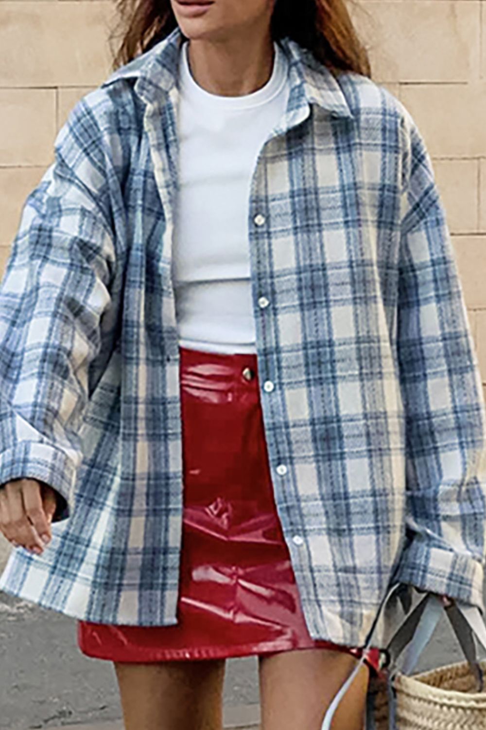 Plaid Button Up Long Sleeve Jacket