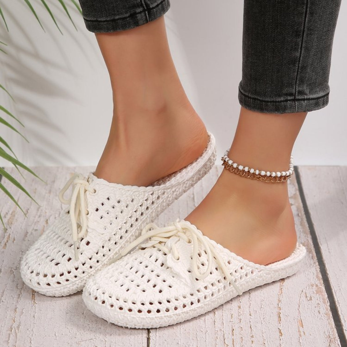 Lace-Up Flat Sandals