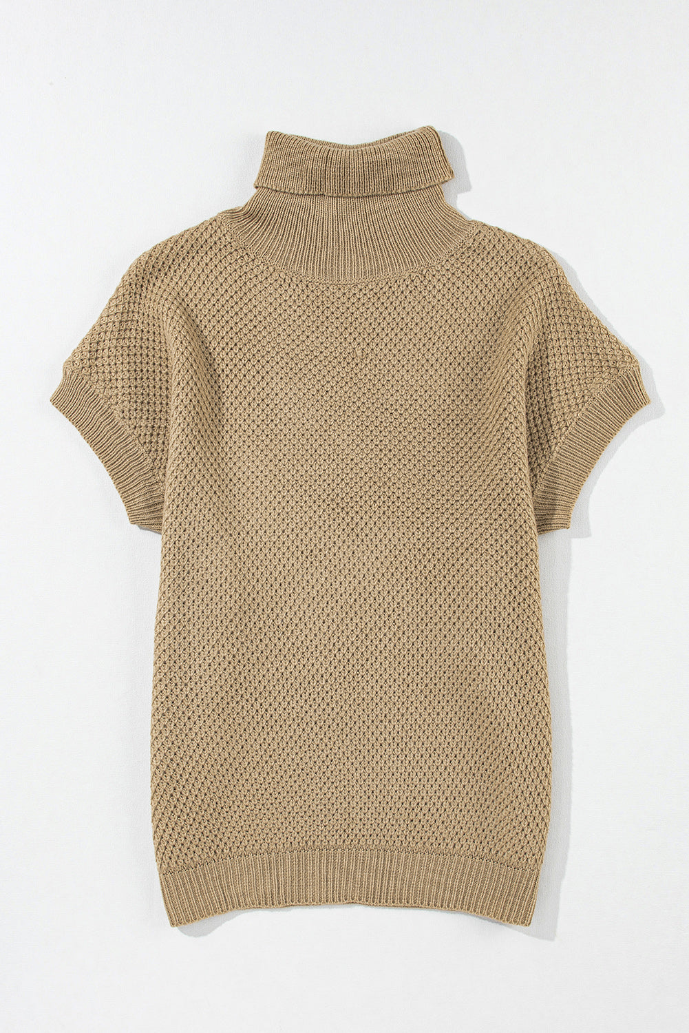 Solid Color Turtleneck Short Sleeve Sweater