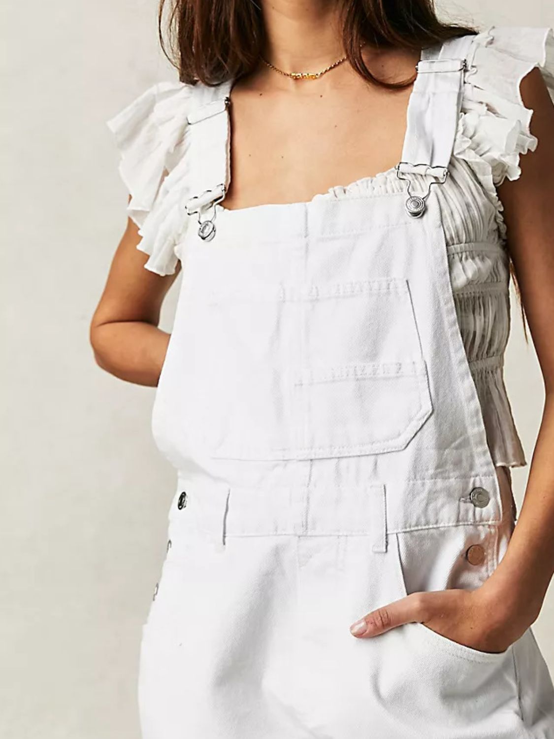 Wide Strap Square Neck Denim Overalls