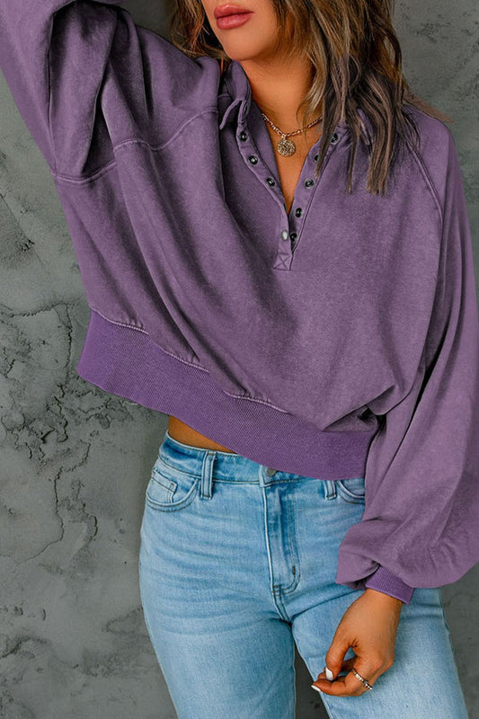 Half Snap Long Sleeve Sweatshirt