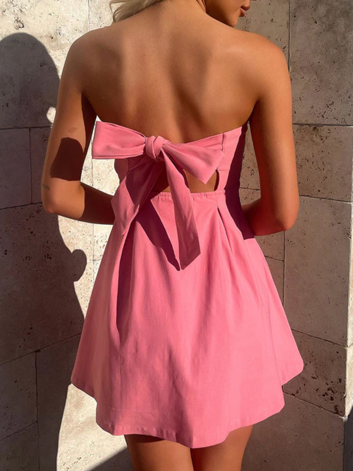 Devine Bow Back Tube Mini Dress