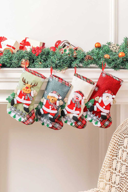 4-Pack Plaid Christmas Stockings