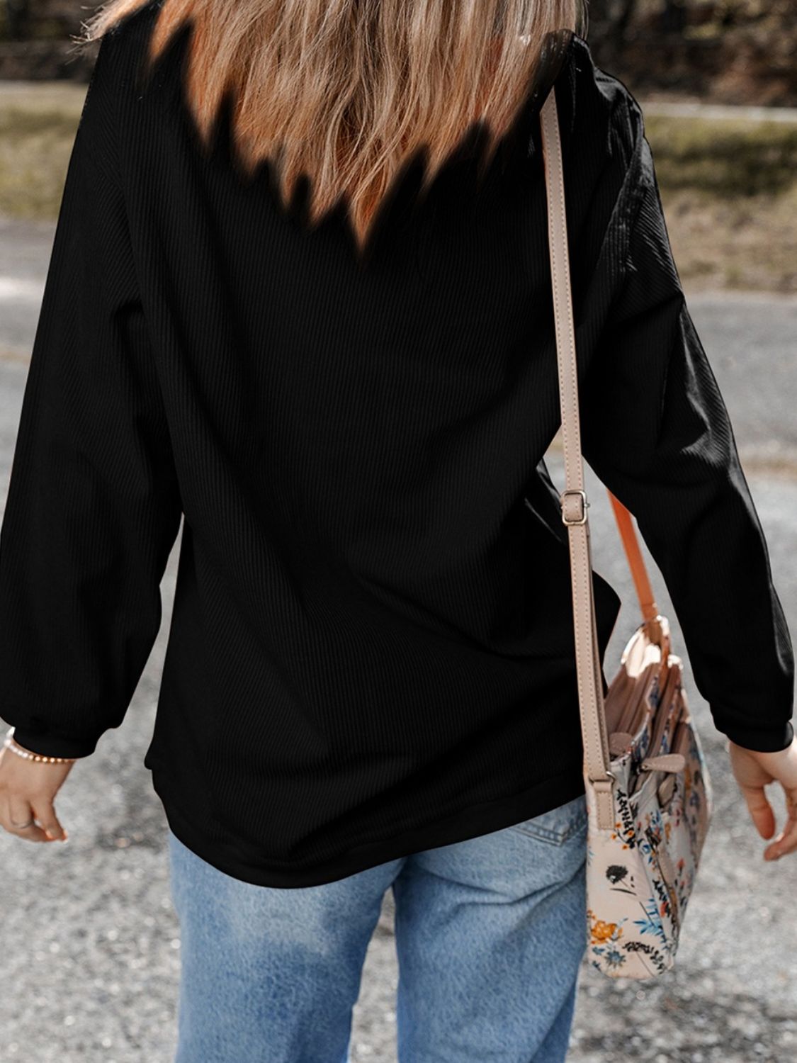 Sequin Round Neck Long Sleeve Sweatshirt