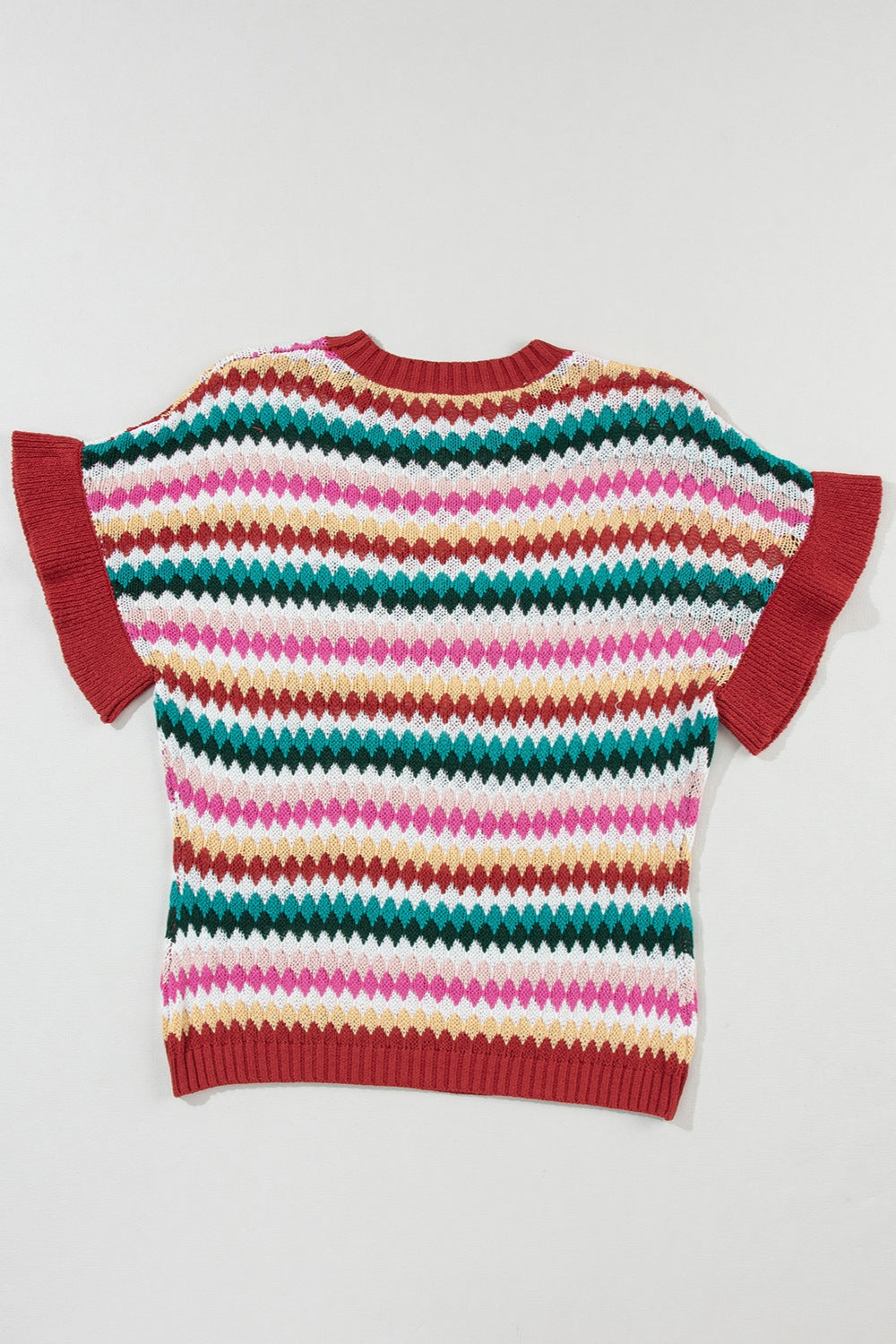 Striped Round Neck Short Sleeve Sweater