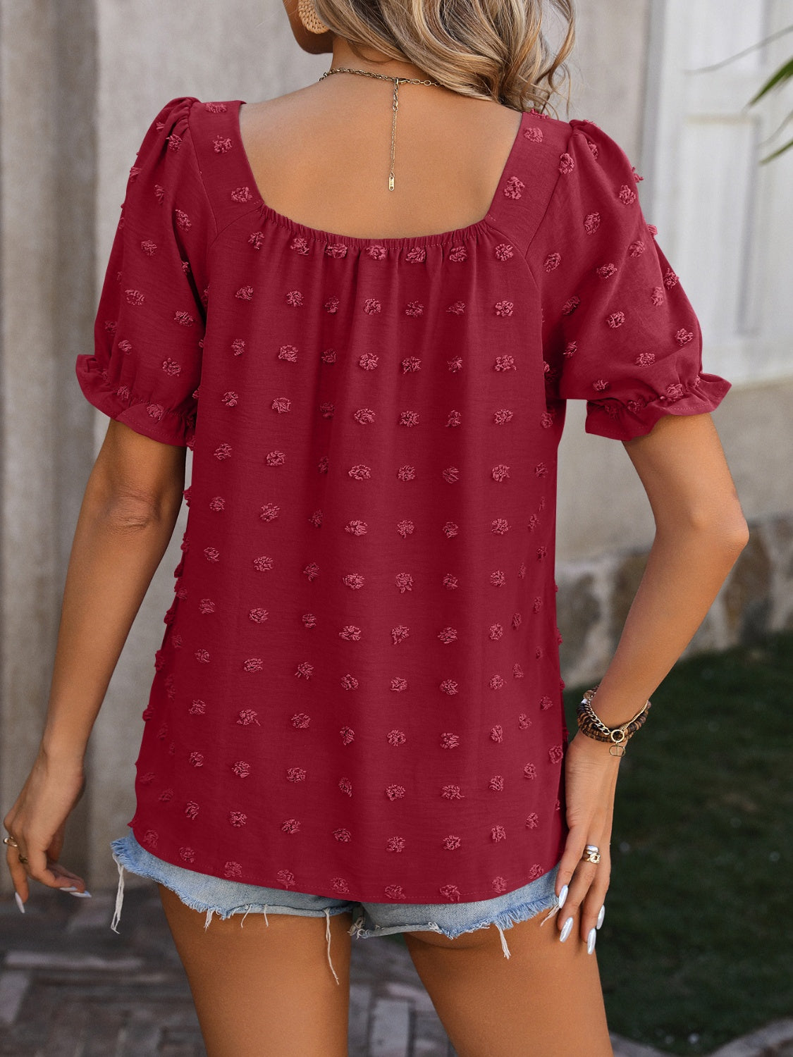 Mandy Swiss Dot Short Sleeve Blouse