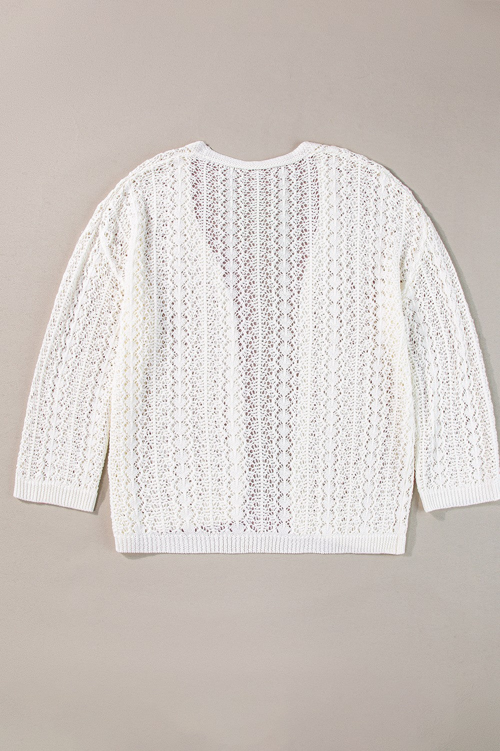 Openwork Open Front Dropped Shoulder Cardigan