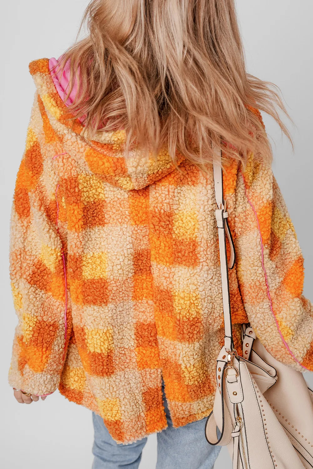 Plaid Long Sleeve Hooded Jacket