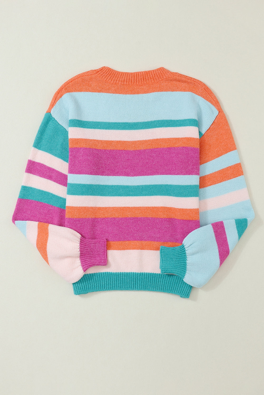 Striped Round Neck Drop Shoulder Sweater