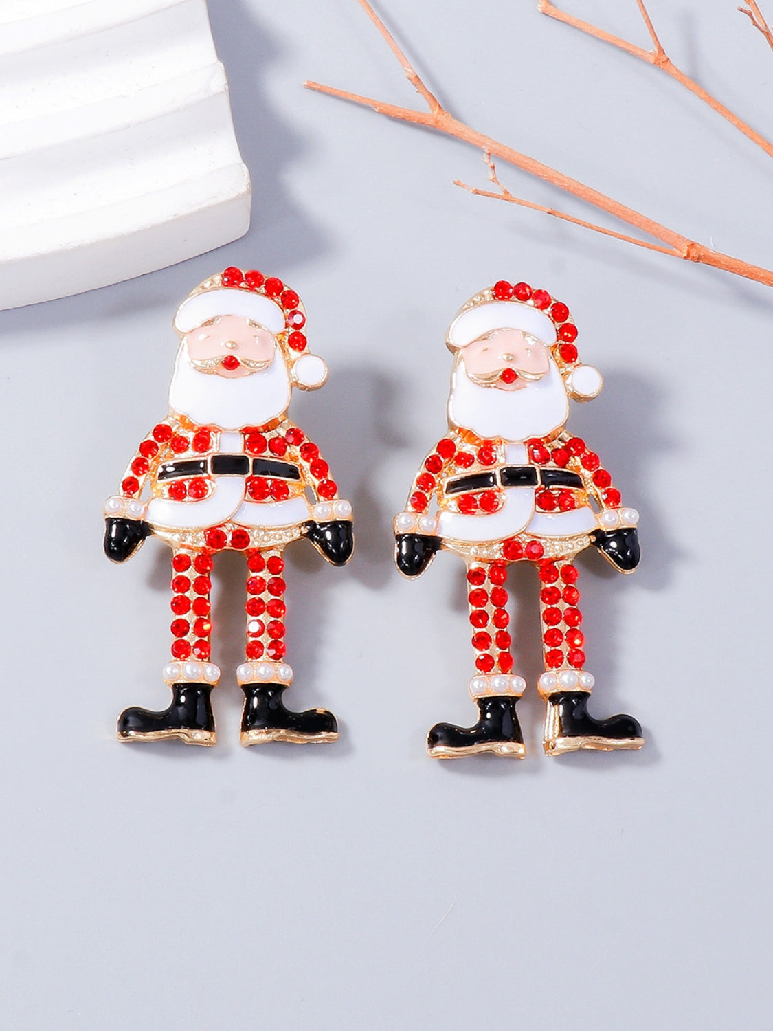 Alloy Rhinestone Santa Earrings