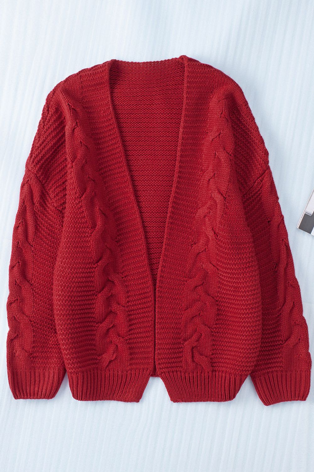 Cable-Knit Open Front Cardigan