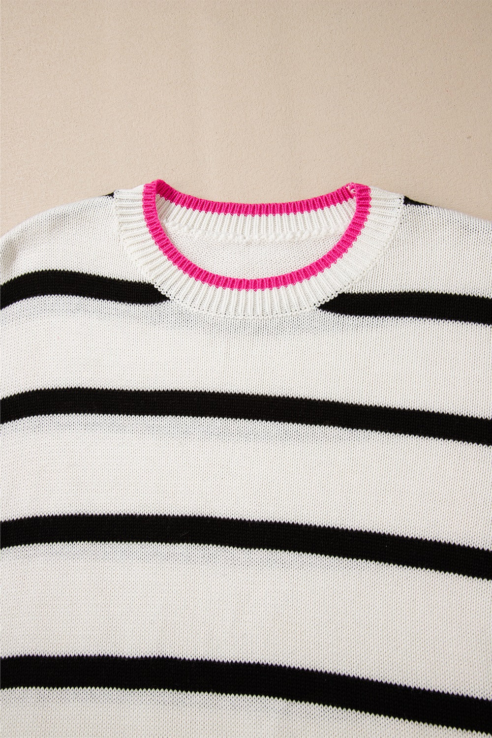 Striped Round Neck Drop Shoulder Sweater