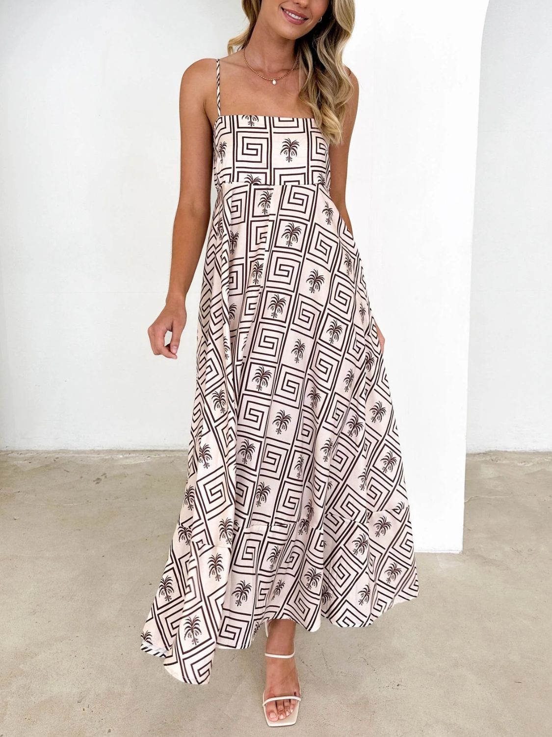 Printed Square Neck Cami Dress