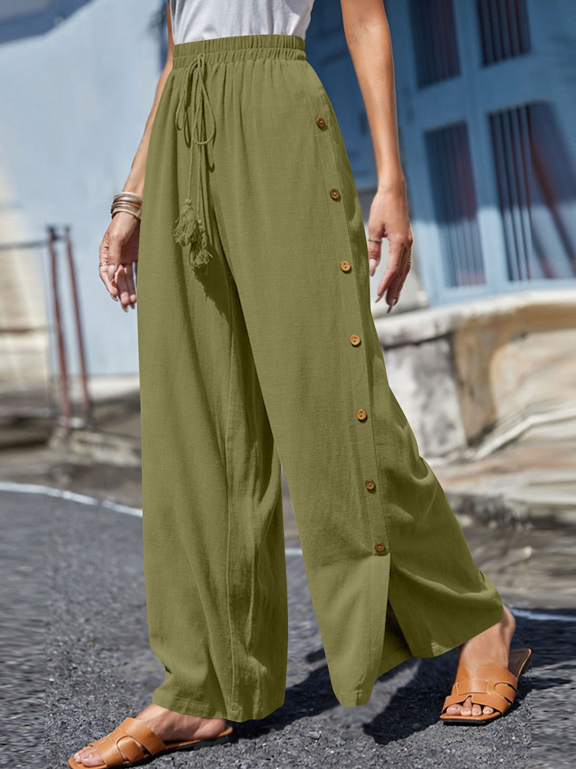 Full Size Tassel Wide Leg Pants