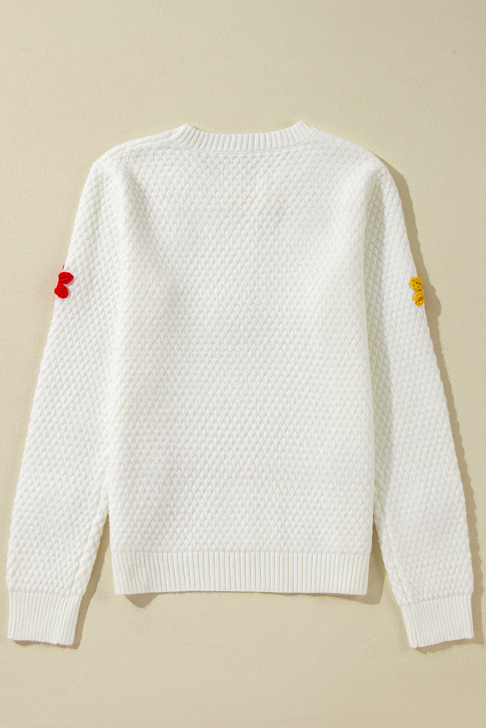 Crochet Flower Round Neck Long Sleeve Sweater