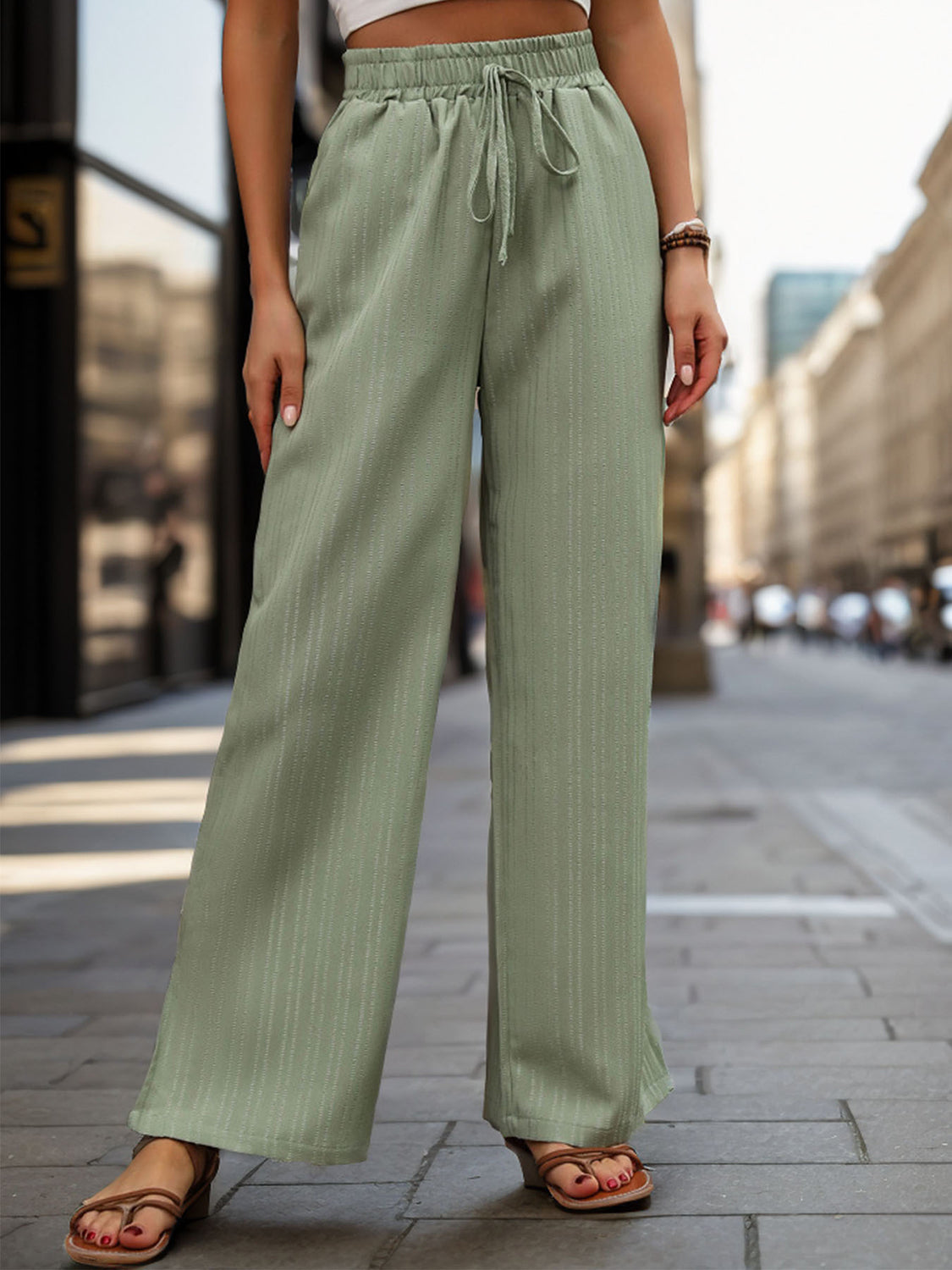 Perfee High Waist Wide Leg Pants