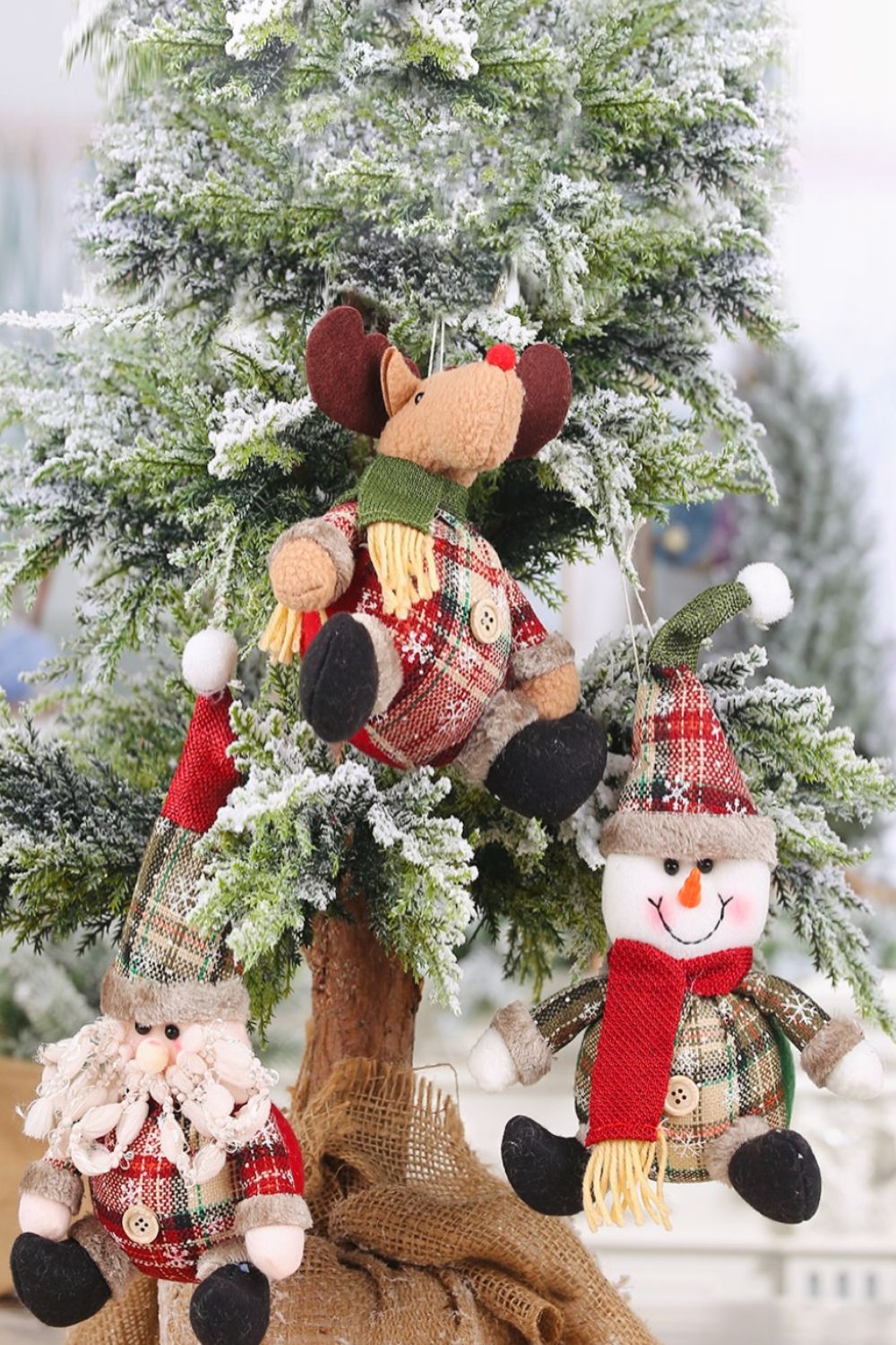 3-Pack Plush Christmas Figure Ornaments