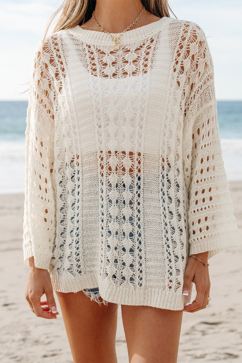 Hollow Out Drop Shoulder Sweater