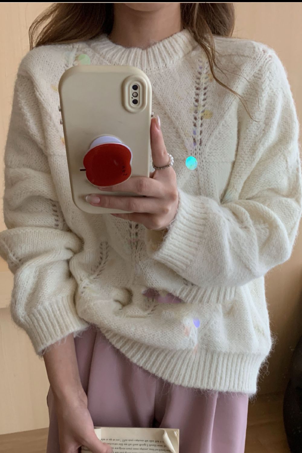 Sequin Round Neck Long Sleeve Sweater