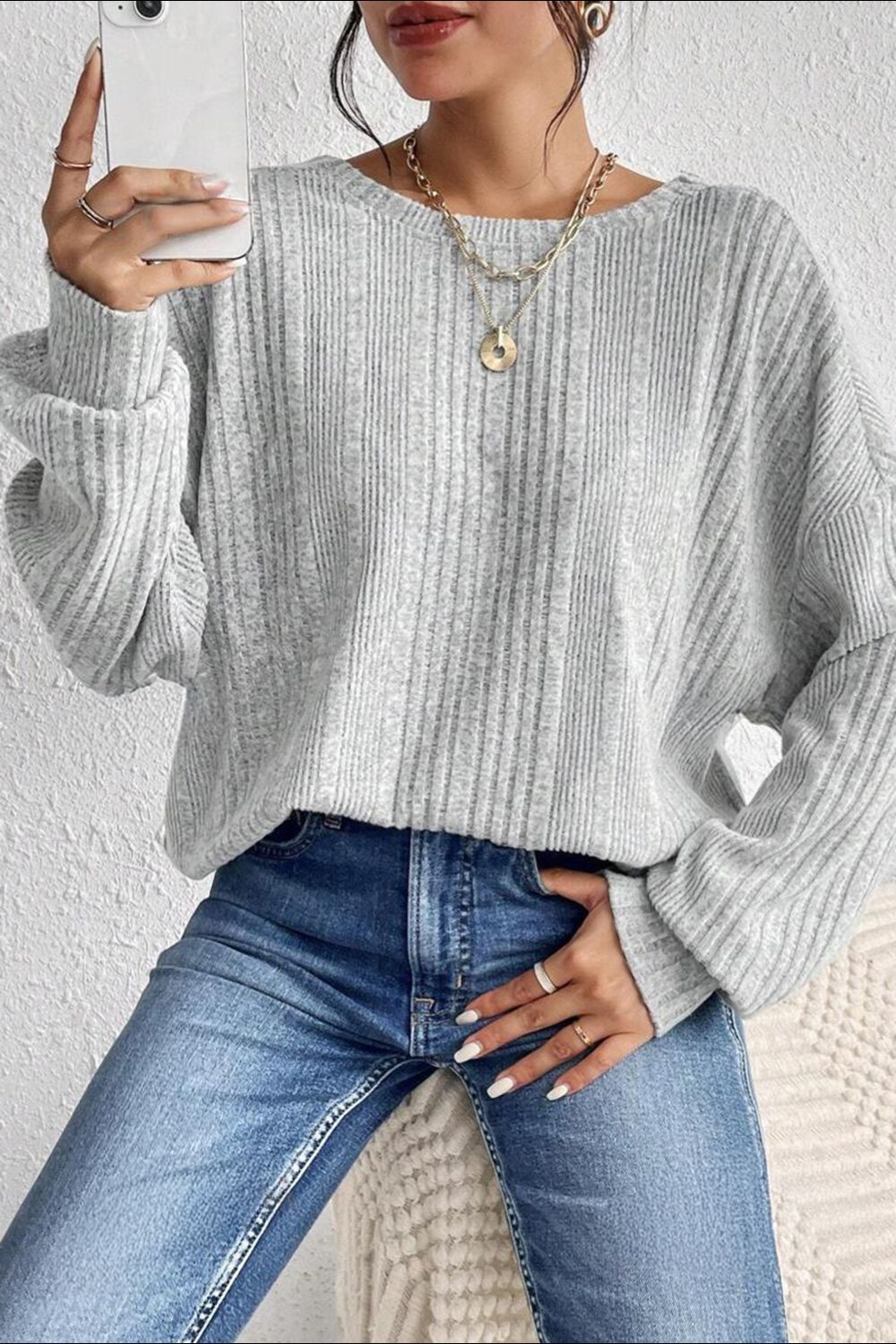 Crossover Backless Long Sleeve Knit Top