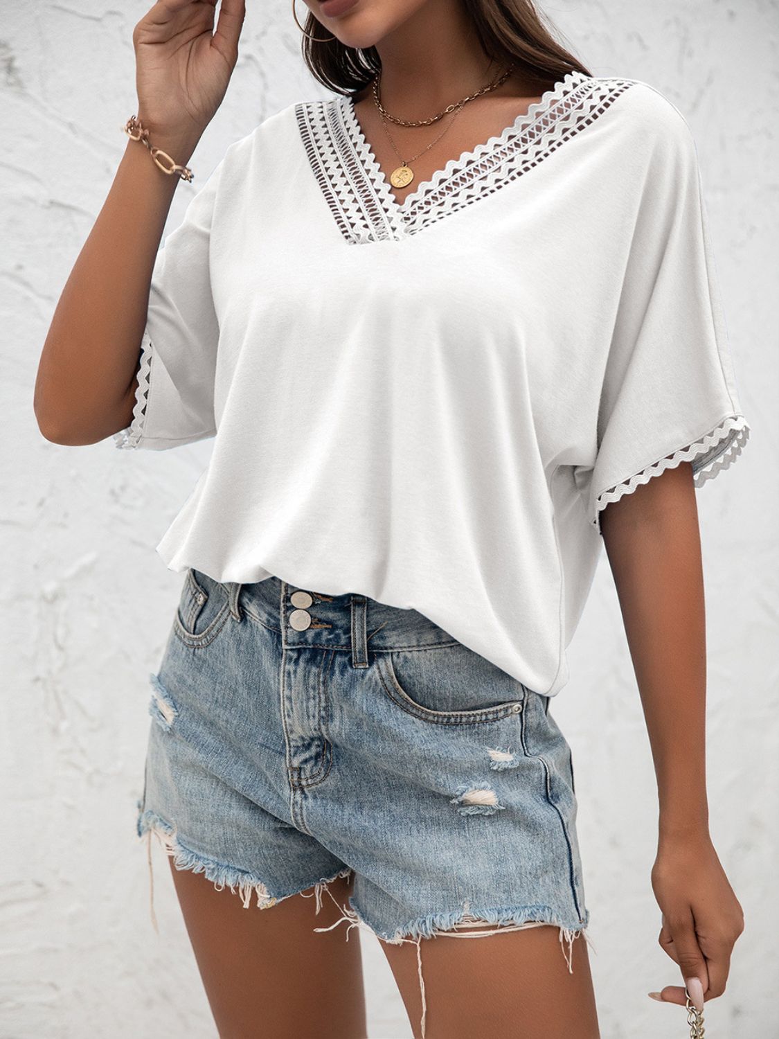 Ivy Lane V-Neck Short Sleeve Blouse