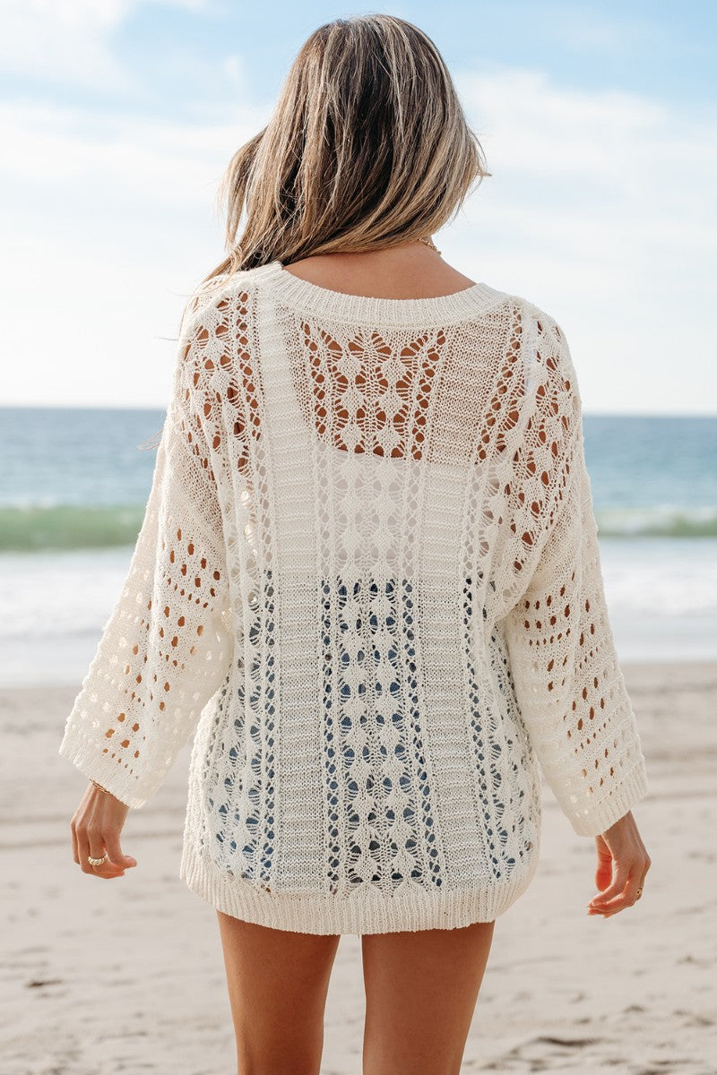 Hollow Out Drop Shoulder Sweater